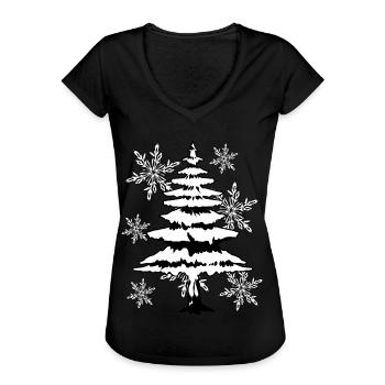 Christmas Baum Wald Weihnachten Xmas Wald - Frauen Vintage T-Shirt - Schwarz - Vorne - Danielle (179cm)