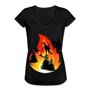 Inferno fire extinguishing fire brigade firefighter mountain - Women's Vintage T-Shirt - black - Front - Danielle (179cm)
