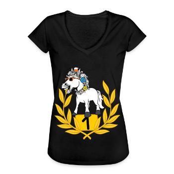 lustig spaßig Siegerehrung Pferd Pferde Reiterin - Frauen Vintage T-Shirt - Schwarz - Vorne - Danielle (179cm)
