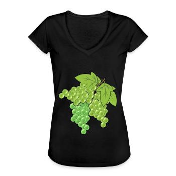 Weintraube Weintrauben Trauben Rebe Wein Garten - Frauen Vintage T-Shirt - Schwarz - Vorne - Danielle (179cm)