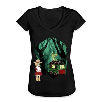 Conte de fées Conte de fées Personnage Dragon Forêt Aventure - T-shirt vintage Femme - noir - Devant - Danielle (179cm)