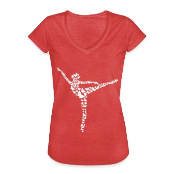 Ballerine Girl - Ballet Danseuse - T-shirt vintage Femme - rouge chiné - Devant - Danielle (179cm)
