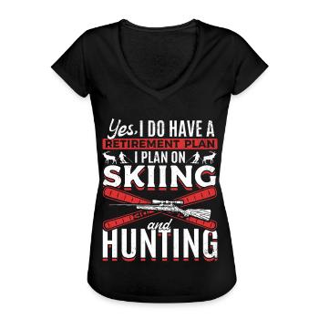 Retirement Plan Skiing Hunting Skifahrer Jäger - Frauen Vintage T-Shirt - Schwarz - Vorne - Danielle (179cm)