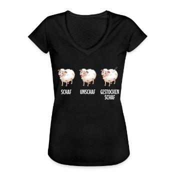 Photographie Moutons et moutons piqués moutons - T-shirt vintage Femme - noir - Devant - Danielle (179cm)