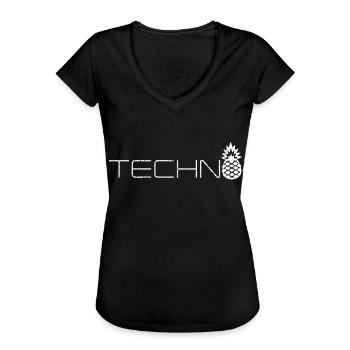Techno Ananas - Frauen Vintage T-Shirt - Schwarz - Vorne - Danielle (179cm)