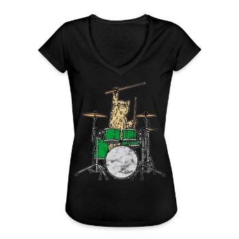 Schlagzeuger - Frauen Vintage T-Shirt - Schwarz - Vorne