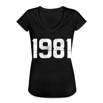 1981 Geburtstag Nummer Jahr - Frauen Vintage T-Shirt - Schwarz - Vorne
