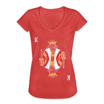Jeu de cartes Koenig Card Poker - T-shirt vintage Femme - rouge chiné - Devant - Danielle (179cm)