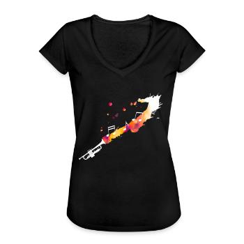 Trompete mit Musiknoten - Frauen Vintage T-Shirt - Schwarz - Vorne