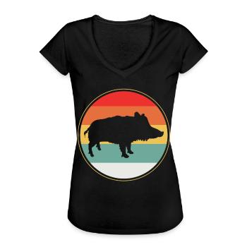 Wildschwein Wildschwein - Frauen Vintage T-Shirt - Schwarz - Vorne