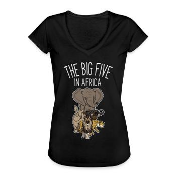 the big five, safari, wildnis, tiere - Frauen Vintage T-Shirt - Schwarz - Vorne - Danielle (179cm)