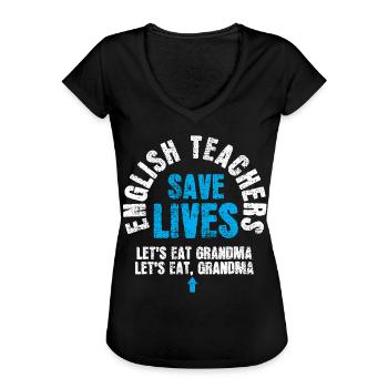 Une prof d'anglais sauve des vies - T-shirt vintage Femme - noir - Devant - Danielle (179cm)