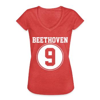 Beethoven - T-shirt vintage Femme - rouge chiné - Devant - Danielle (179cm)