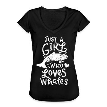 Wale - Frauen Vintage T-Shirt - Schwarz - Vorne - Danielle (179cm)
