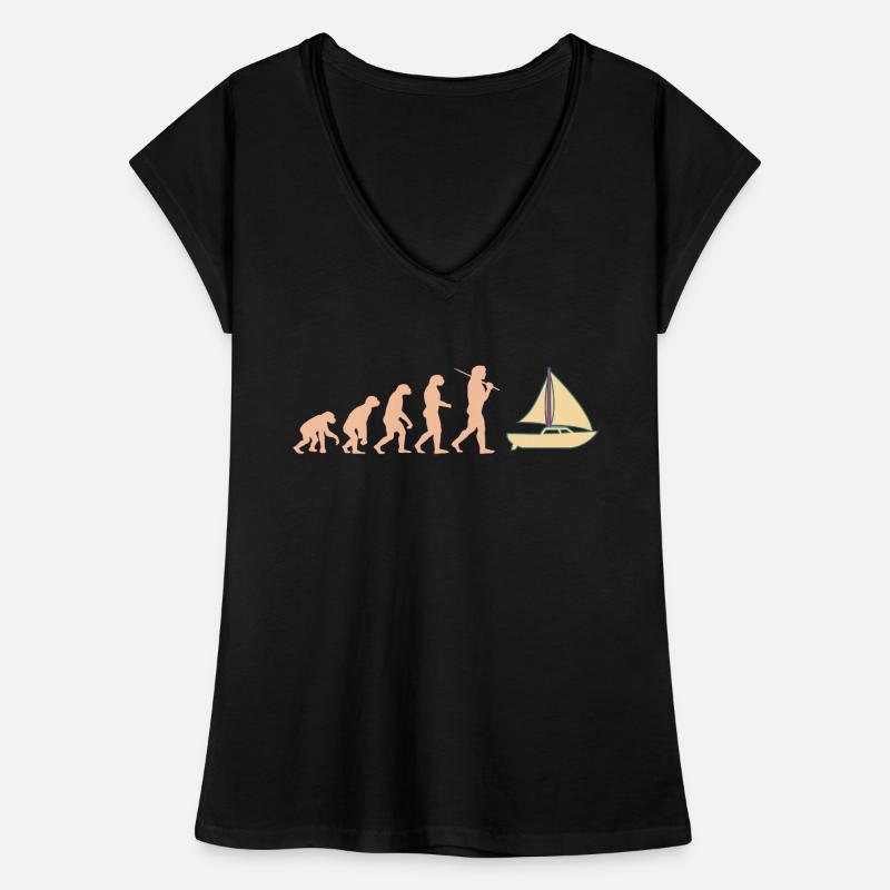 Evolution Segelboot Segelschiff Segeln Segelschiff Frauen Vintage T-Shirt