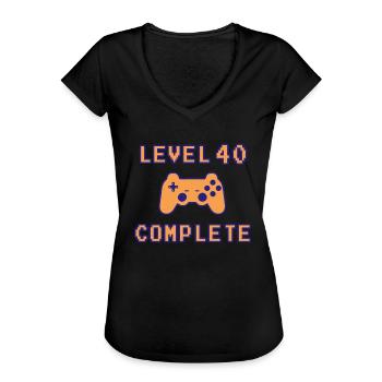 Level 40 Complete 40th Birthday 1979 - Women's Vintage T-Shirt - black - Front - Danielle (179cm)