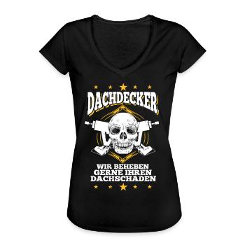 Dachdecker Dachdecker Dachdecker Dachdecker - Frauen Vintage T-Shirt - Schwarz - Vorne - Danielle (179cm)