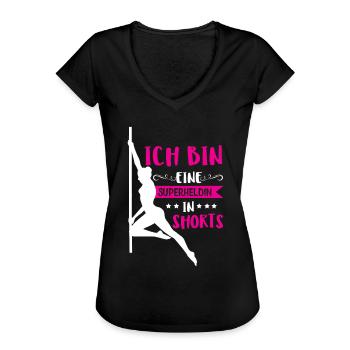 Pole Dance Tänzerin - Superheldin in Shorts - Frauen Vintage T-Shirt - Schwarz - Vorne