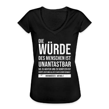Grundgesetz Artikel 1 Die Würde des Menschen ... - Frauen Vintage T-Shirt - Schwarz - Vorne - Danielle (179cm)
