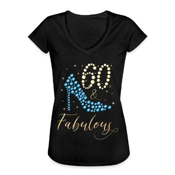 60 Fabelhaft since September 1960 60. Geburtstag F - Frauen Vintage T-Shirt - Schwarz - Vorne - Danielle (179cm)