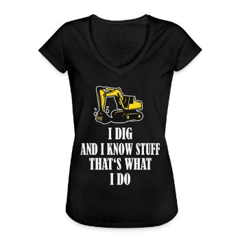 Excavatrice drôle de travailleur de la construction - T-shirt vintage Femme - noir - Devant - Danielle (179cm)