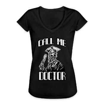 Promotion Geschenk Doktorhut lustiger Doktor - Frauen Vintage T-Shirt - Schwarz - Vorne - Danielle (179cm)