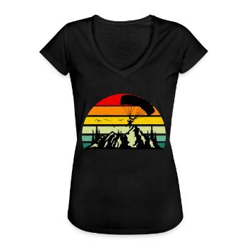 Skydiving rétro montagnes parachute - T-shirt vintage Femme - noir - Devant - Danielle (179cm)