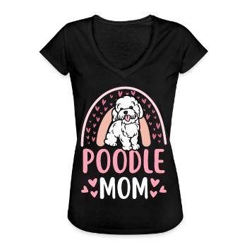 Pudel Mama Liebhaber Kawaii - Frauen Vintage T-Shirt - Schwarz - Vorne - Danielle (179cm)