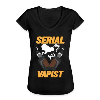 Vaping Serial Vapist E-zigarette - Frauen Vintage T-Shirt - Schwarz - Vorne - Danielle (179cm)