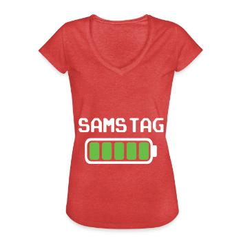 Samstag Akku voll geladen - Akkustand - Frauen Vintage T-Shirt - Rot meliert - Vorne - Danielle (179cm)