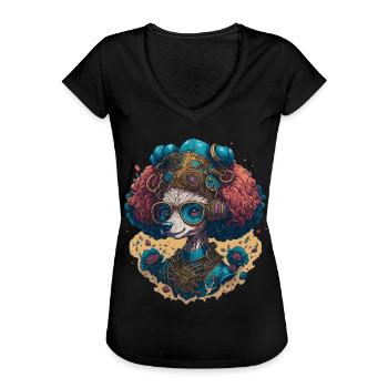 Steampunk Pudel - Retro Mechanik Hund Haustier - Frauen Vintage T-Shirt - Schwarz - Vorne - Danielle (179cm)