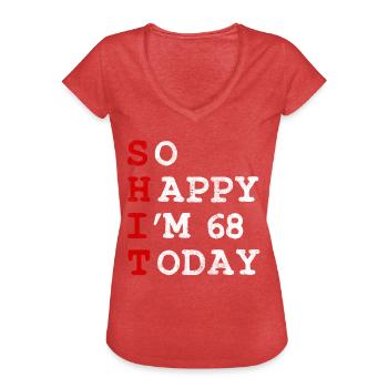 Anniversaire 68 Anniversaire Année Naissance Drôle - T-shirt vintage Femme - rouge chiné - Devant - Danielle (179cm)