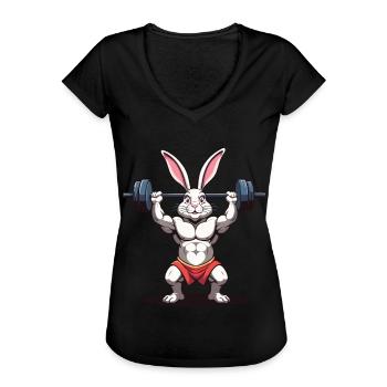 Osterhase Body Building Tier Lustiger Workout - Frauen Vintage T-Shirt - Schwarz - Vorne