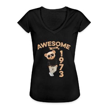 1973 Geburtstag Cool Teddy Bär Awesome since - Frauen Vintage T-Shirt - Schwarz - Vorne - Danielle (179cm)
