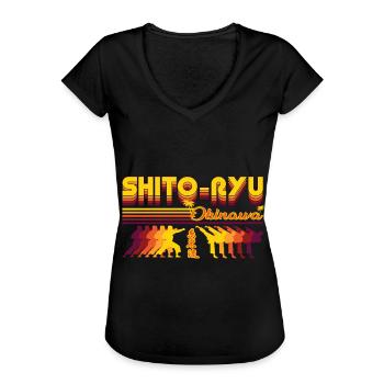 Design rétro du karaté Shito-Ryu - T-shirt vintage Femme - noir - Devant - Danielle (179cm)