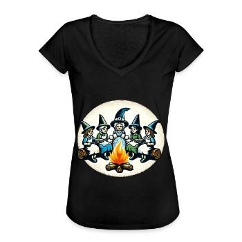 Campeggio Falò Vintage Streghe Design - Maglietta vintage donna - nero - Fronte - Danielle (179cm)