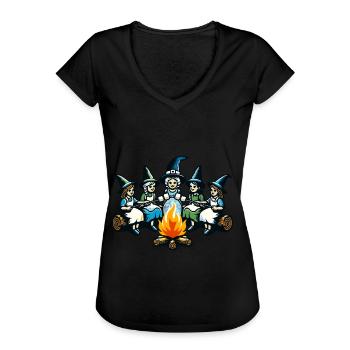 Campeggio Falò Vintage Streghe Design - Maglietta vintage donna - nero - Fronte - Danielle (179cm)