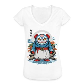 Japanese Daruma Aesthetic Yokai Vintage - Women's Vintage T-Shirt - black - Front - Danielle (179cm)