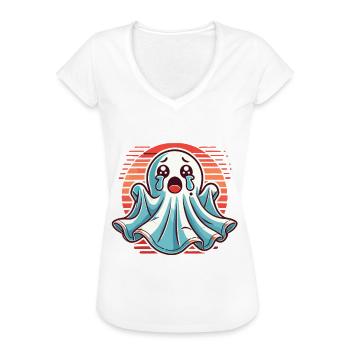 Sad Ghost Cute Weeping Ghosts - Women's Vintage T-Shirt - black - Front - Danielle (179cm)