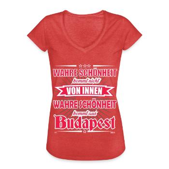 Wahre Schönheit kommt aus Budapest Design - Frauen Vintage T-Shirt - Rot meliert - Vorne - Danielle (179cm)