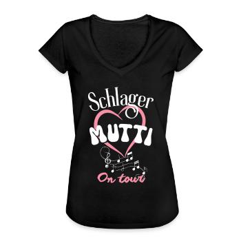 Schlager Mutti On Tour Schlagermusik Mama Frauen - Frauen Vintage T-Shirt - Schwarz - Vorne