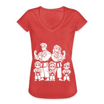 Famille des arts martiaux – Forts ensemble - T-shirt vintage Femme - rouge chiné - Devant - Danielle (179cm)