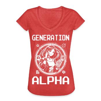 Generation Alpha - Jugend Design im Japan Style - Frauen Vintage T-Shirt - Rot meliert - Vorne - Danielle (179cm)