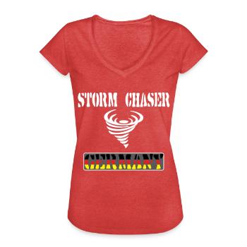 Storm Chaser Germany,Tornado Sturmjäger Shirt - T-shirt vintage Femme - rouge chiné - Devant - Danielle (179cm)
