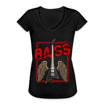 Bassgitarre - Frauen Vintage T-Shirt - Schwarz - Vorne - Danielle (179cm)