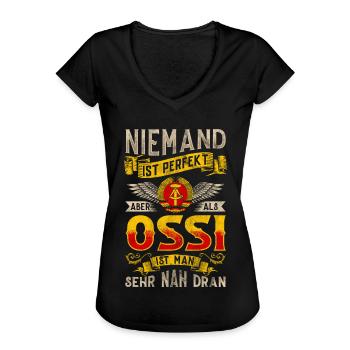 Ossi Geschenk Ostdeutschland NVA Germania Osten - Frauen Vintage T-Shirt - Schwarz - Vorne - Danielle (179cm)