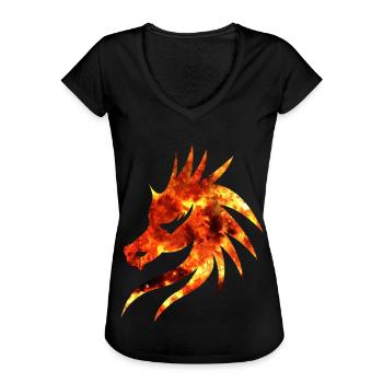 Tête de dragon - T-shirt vintage Femme - noir - Devant - Danielle (179cm)