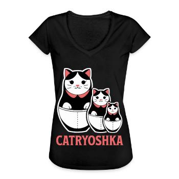 Drôle Catryoshka matriochka belle russe - T-shirt vintage Femme - noir - Devant - Danielle (179cm)