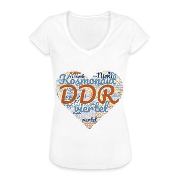 DDR Ostalgie Herz - Frauen Vintage T-Shirt - Schwarz - Vorne - Danielle (179cm)