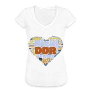 Wortwolken Herz mit Ostalgie Charme (DDR) - Frauen Vintage T-Shirt - Schwarz - Vorne - Danielle (179cm)